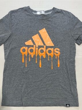 adidas Gray Tee with Orange Drip Logo